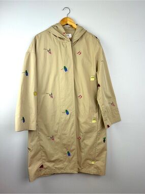 Rumere atelier Beige Embroidered Longline Women's hoodie Trench Coat size 42